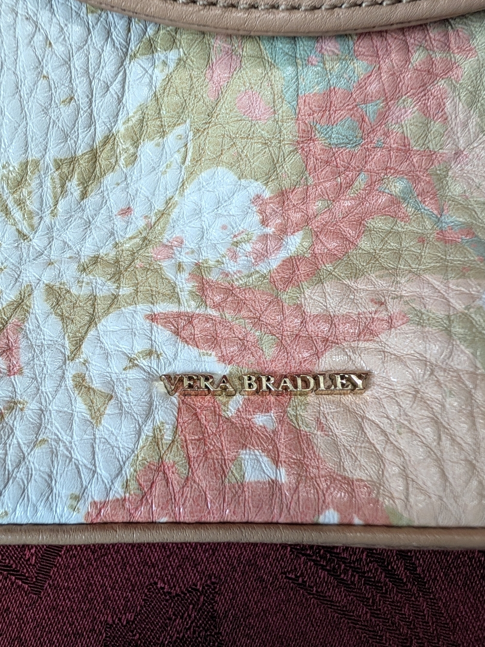 Vera Bradley Floral Leather Crossbody in Coral, Mint, Cream, Tan